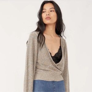 Free People Going For Gold Sweater in Metallic Rosé Size XS
